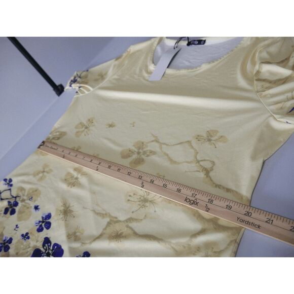 Yellow & Blue Floral Ruffle Dolman Tunic XL #1820-C8 - Picture 9 of 10